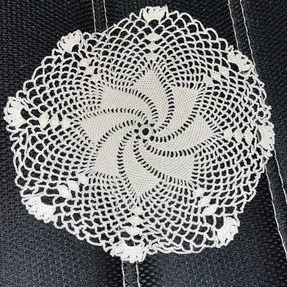 Vintage Handmade Crocheted Cotton Lace Doily 7.75” round open weave